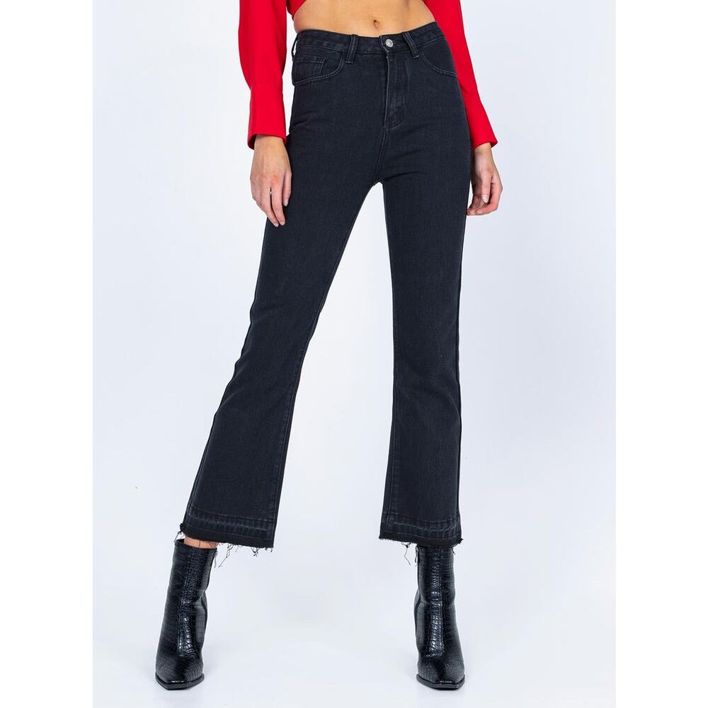 Princess Polly Black Marseille High Waisted Cropped Leg Jeans Size 4